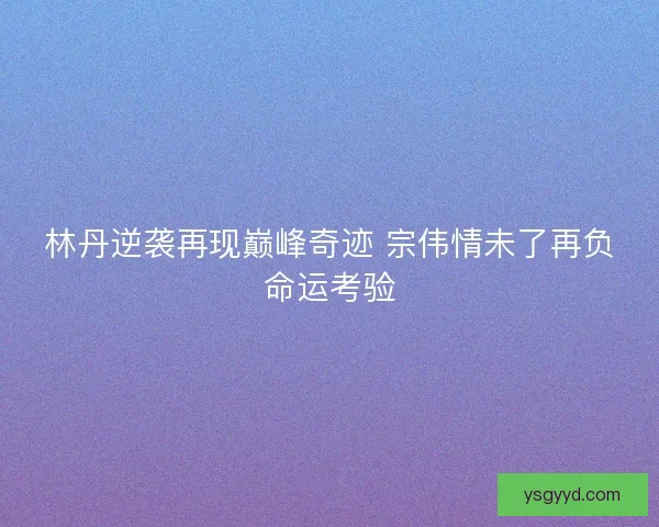 林丹逆袭再现巅峰奇迹 宗伟情未了再负命运考验